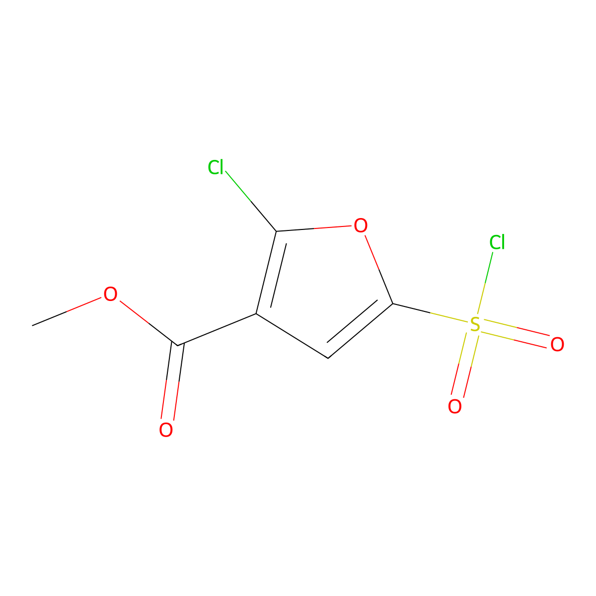 Methyl 2-chloro-5-(chlorosulfonyl)furan-3-carboxylate molecular structure, CAS 2138430-31-4