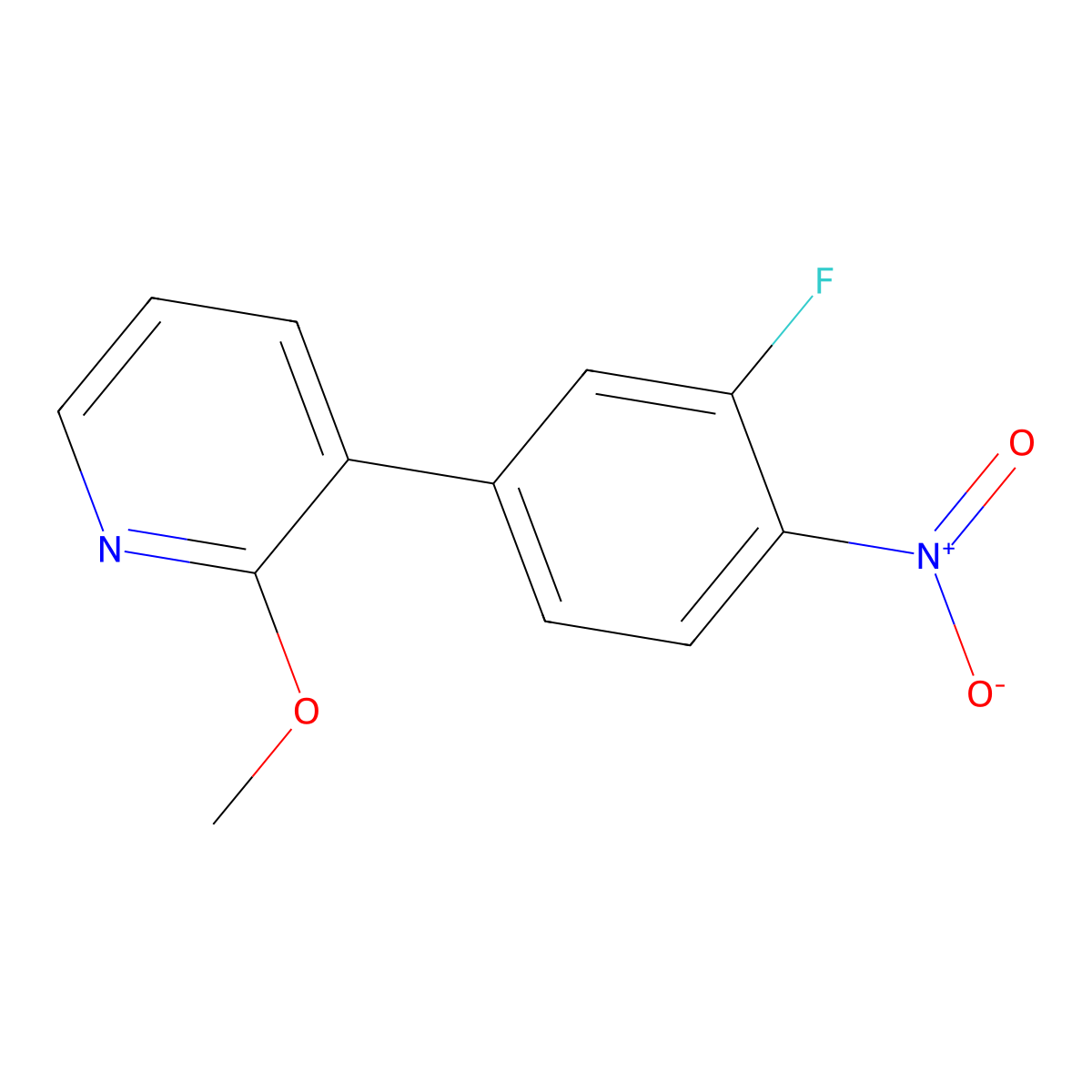 3-(3-Fluoro-4-nitrophenyl)-2-methoxypyridine molecular structure, CAS 2138430-53-0
