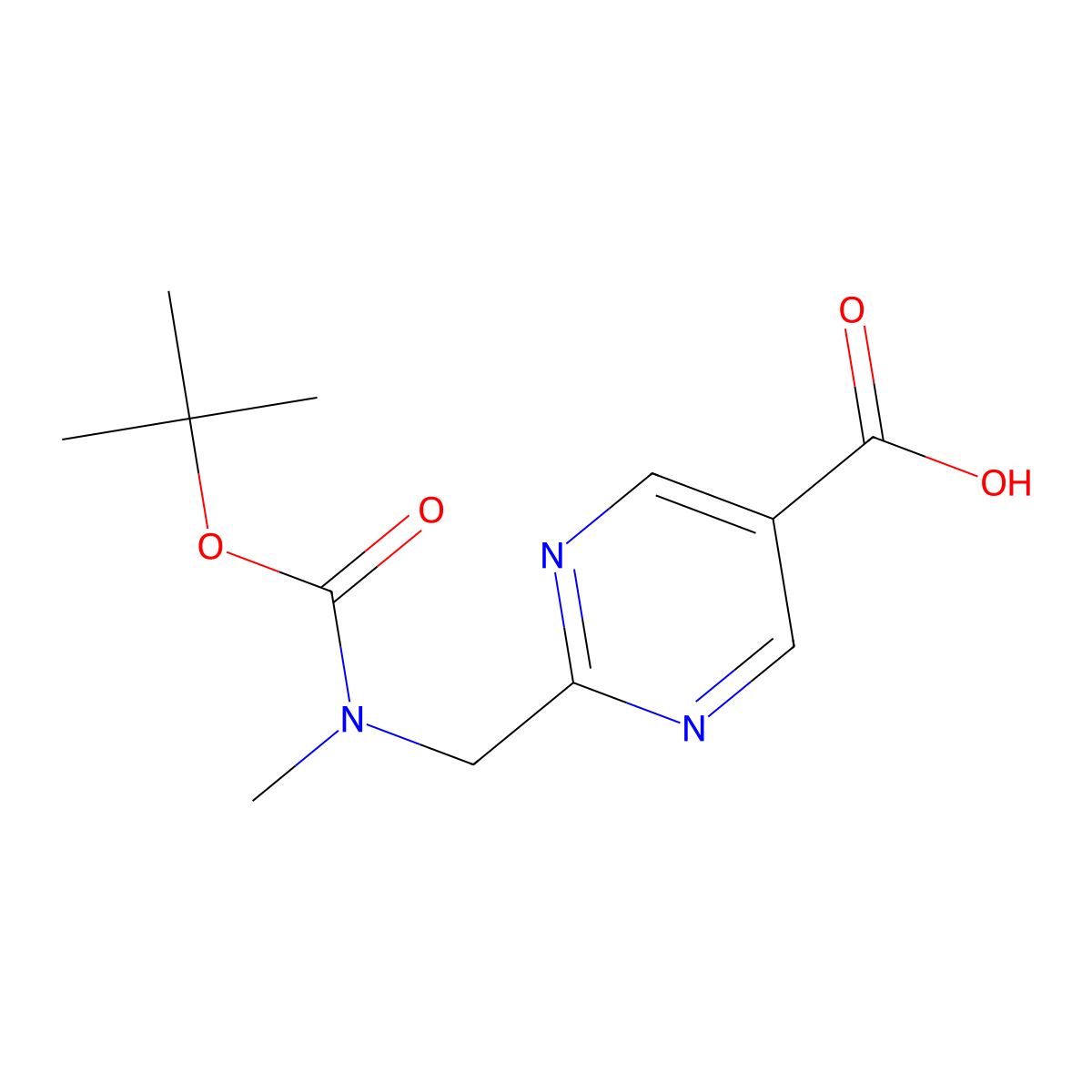 2-({[(Tert-butoxy)carbonyl](methyl)amino}methyl)pyrimidine-5-carboxylic acid molecular structure, CAS 2138430-60-9