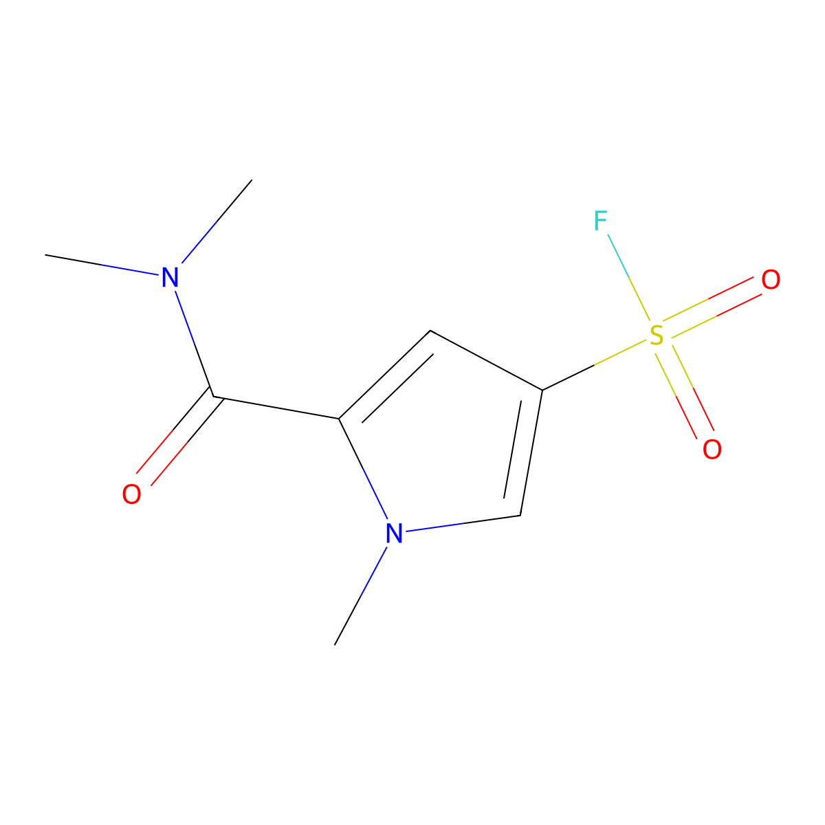 5-(dimethylcarbamoyl)-1-methyl-1H-pyrrole-3-sulfonyl fluoride molecular structure, CAS 2138433-40-4