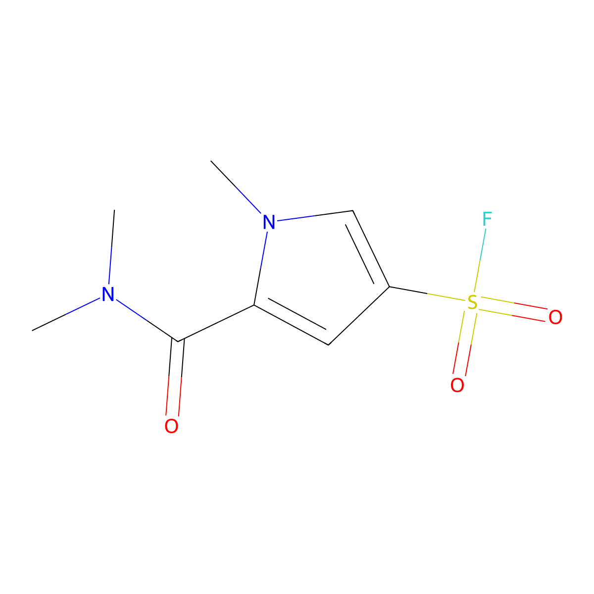 5-(dimethylcarbamoyl)-1-methyl-1H-pyrrole-3-sulfonyl fluoride molecular structure, CAS 2138433-40-4