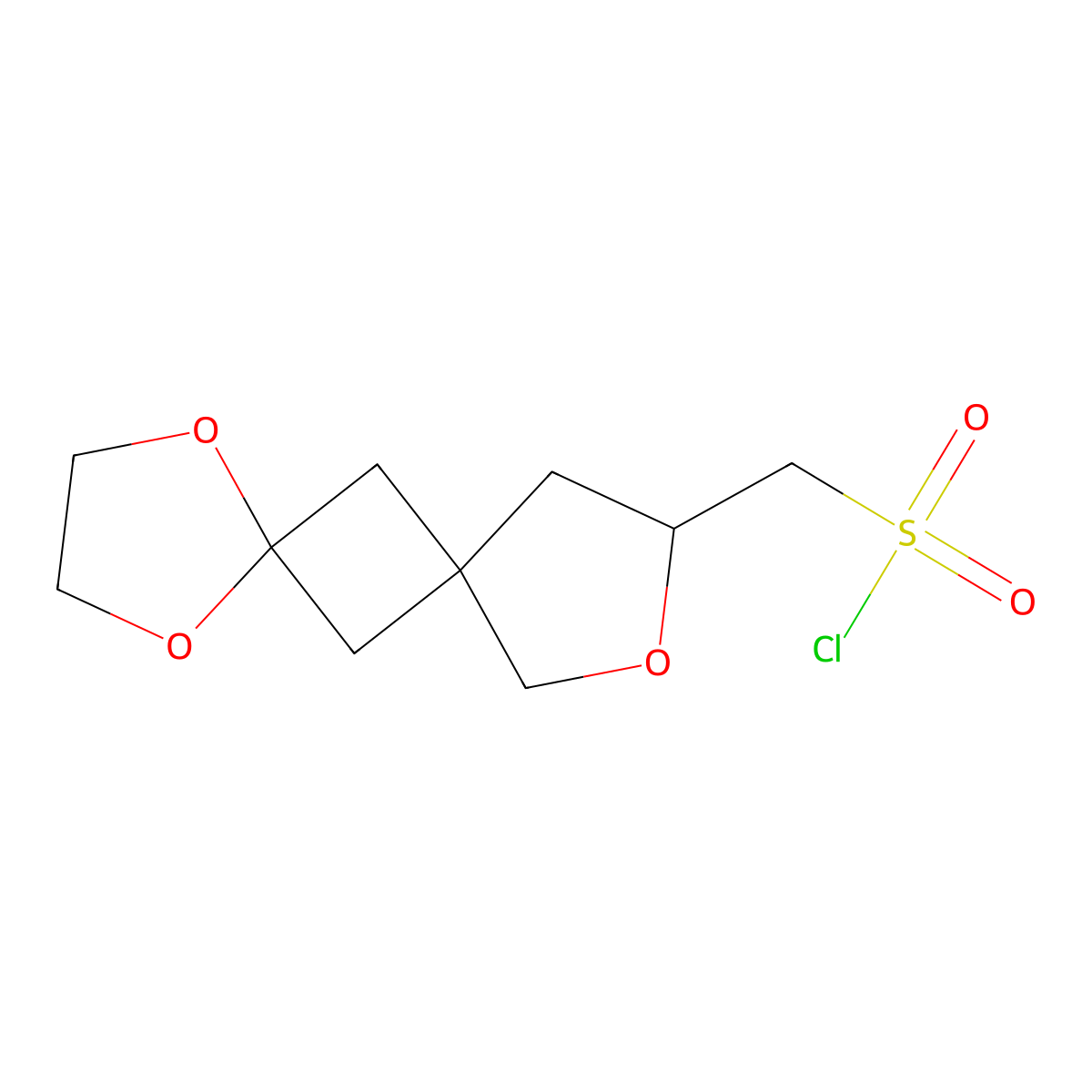 {1,4,9-Trioxadispiro[4.1.4^{7}.1^{5}]dodecan-10-yl}methanesulfonyl chloride molecular structure, CAS 2138433-49-3