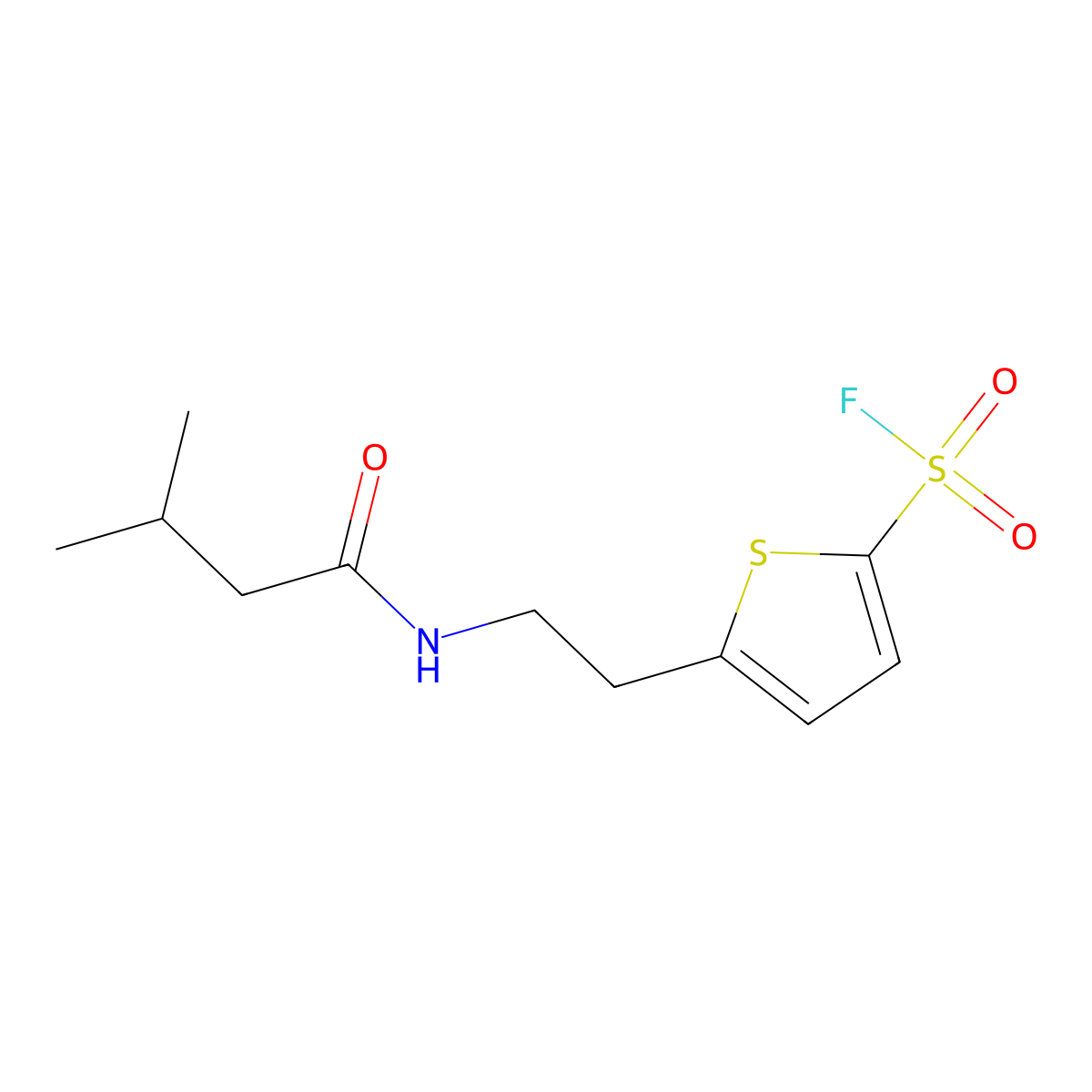5-[2-(3-Methylbutanamido)ethyl]thiophene-2-sulfonyl fluoride molecular structure, CAS 2138433-94-8