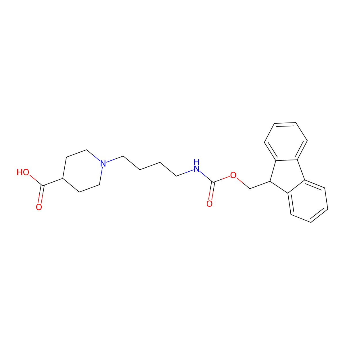 1-[4-({[(9H-fluoren-9-yl)methoxy]carbonyl}amino)butyl]piperidine-4-carboxylic acid molecular structure, CAS 2138434-76-9