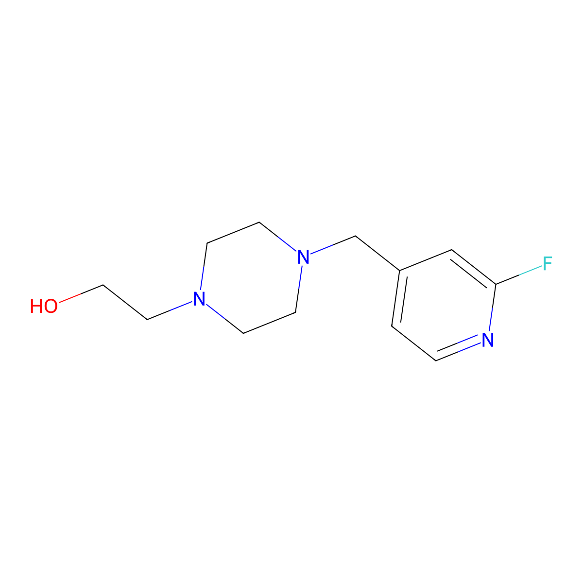 2-{4-[(2-Fluoropyridin-4-yl)methyl]piperazin-1-yl}ethan-1-ol molecular structure, CAS 2138436-88-9