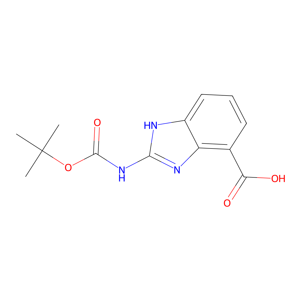 2-{[(tert-butoxy)carbonyl]amino}-1H-1,3-benzodiazole-4-carboxylic acid molecular structure, CAS 2138437-00-8
