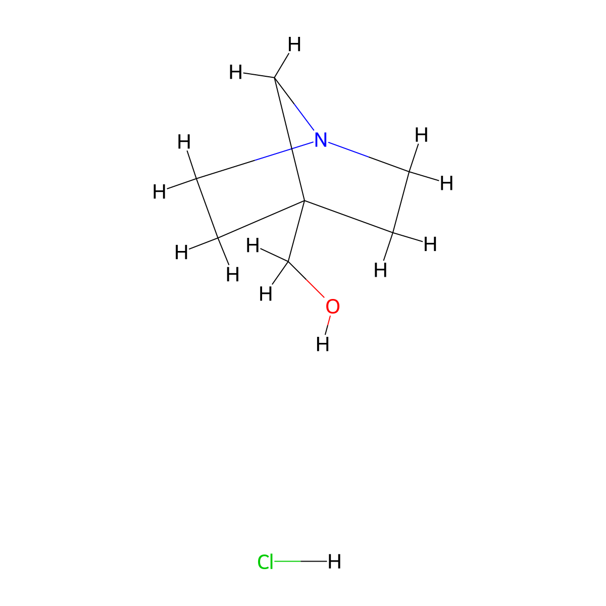(1-Azabicyclo(2.2.1)heptan-4-yl)methanol hydrochloride molecular structure, CAS 2138438-15-8