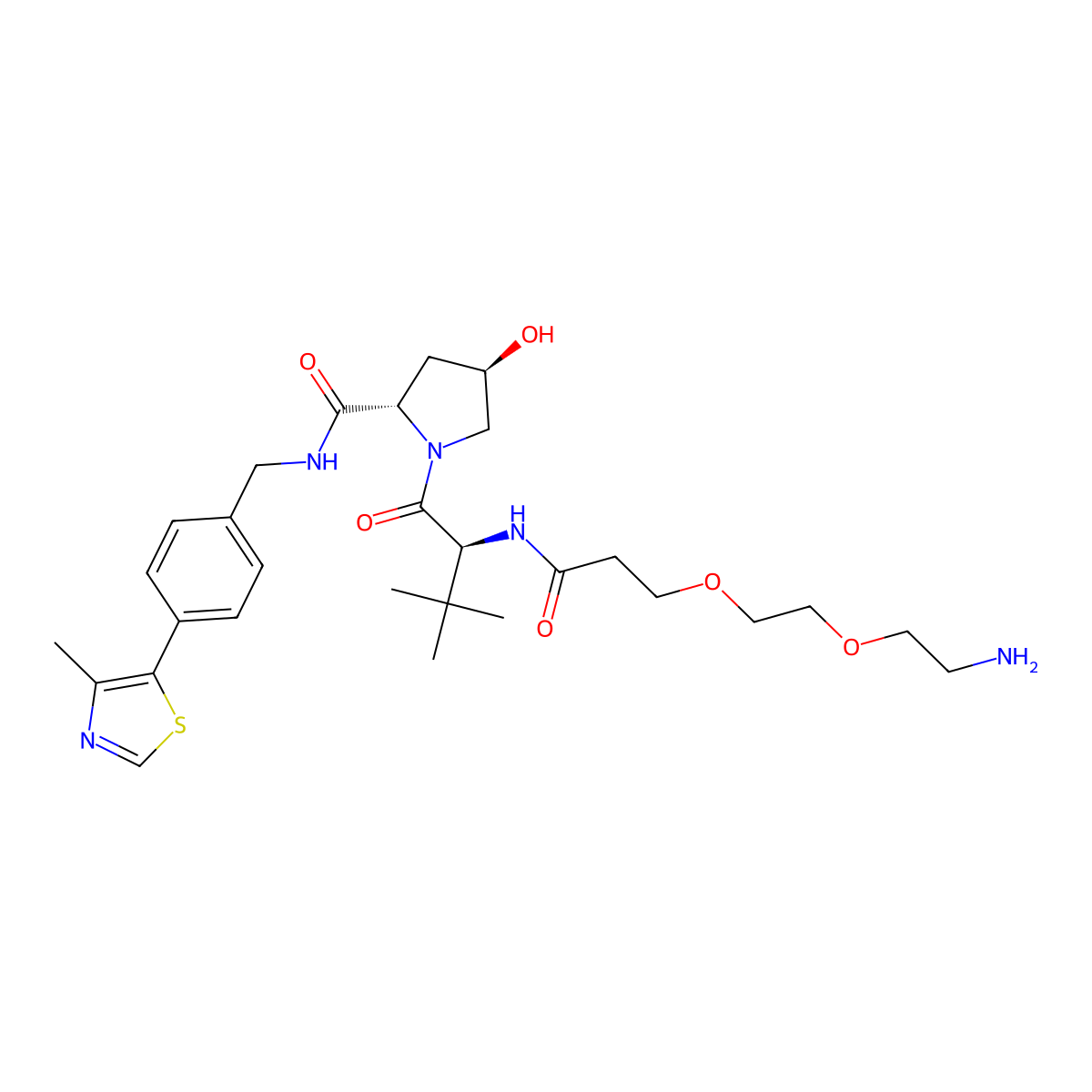 (2S,4R)-1-((S)-2-(3-(2-(2-Aminoethoxy)ethoxy)propanamido)-3,3-dimethylbutanoyl)-4-hydroxy-N-(4-(4-methylthiazol-5-yl)benzyl)pyrrolidine-2-carboxamide molecular structure, CAS 2138439-54-8