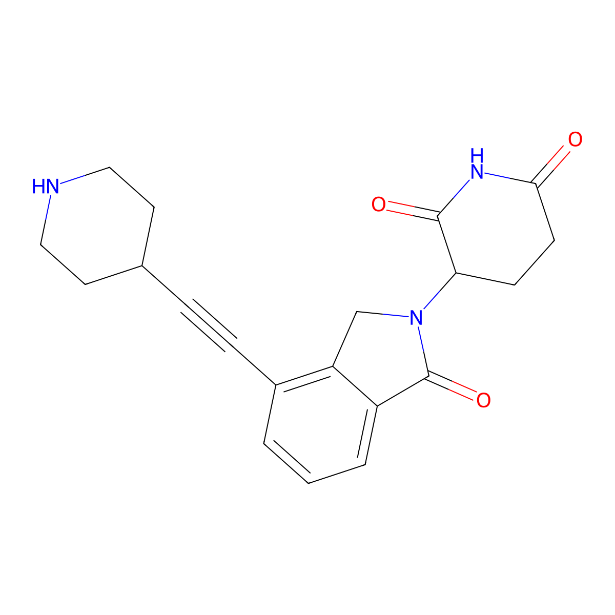 3-{1-oxo-4-[2-(piperidin-4-yl)ethynyl]-2,3-dihydro-1H-isoindol-2-yl}piperidine-2,6-dione molecular structure, CAS 2138440-50-1