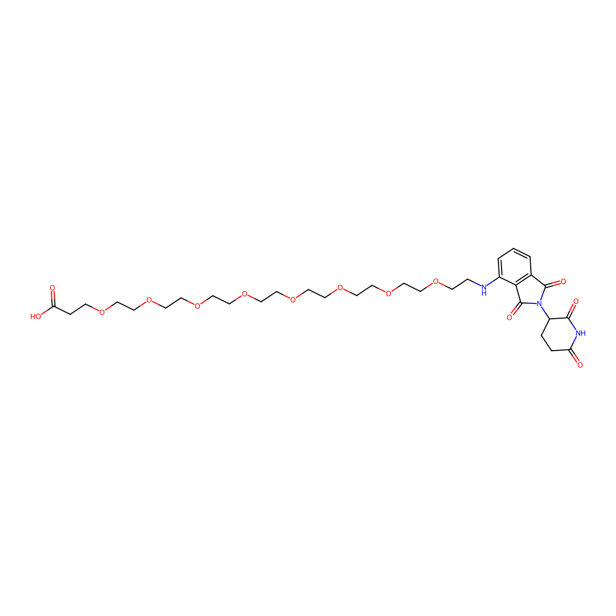 Pomalidomide-5'-PEG8-C2-COOH molecular structure, CAS 2138440-78-3