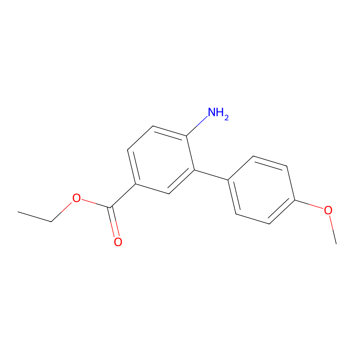 Ethyl 6-amino-4'-methoxy-[1,1'-biphenyl]-3-carboxylate molecular structure, CAS 2138466-62-1