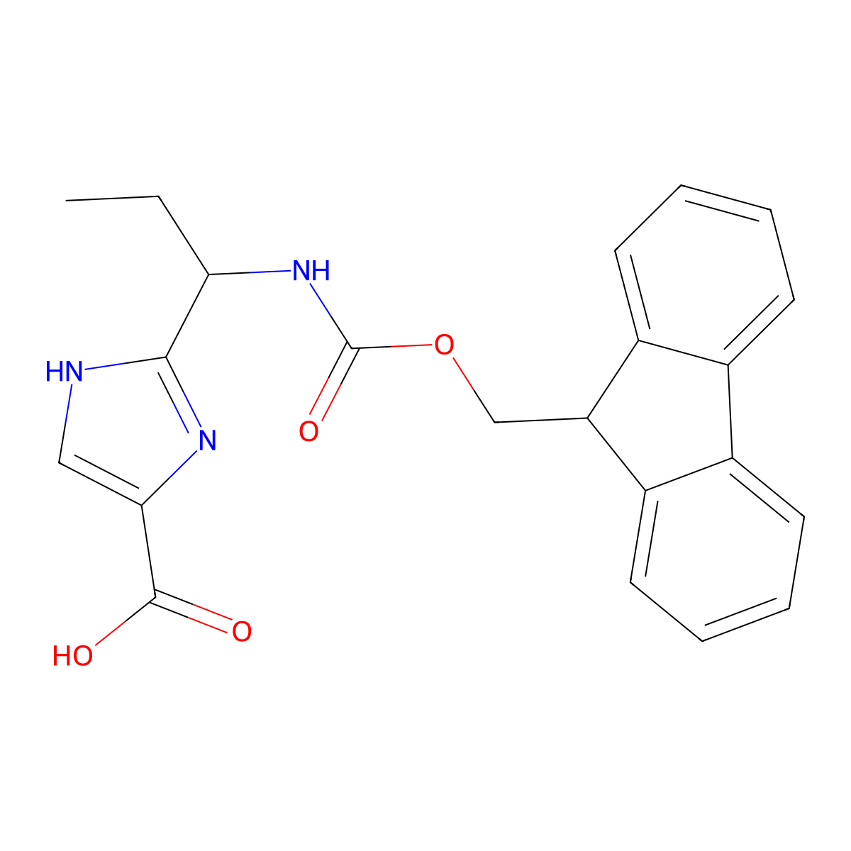 2-[1-({[(9H-fluoren-9-yl)methoxy]carbonyl}amino)propyl]-1H-imidazole-4-carboxylic acid molecular structure, CAS 2138507-43-2