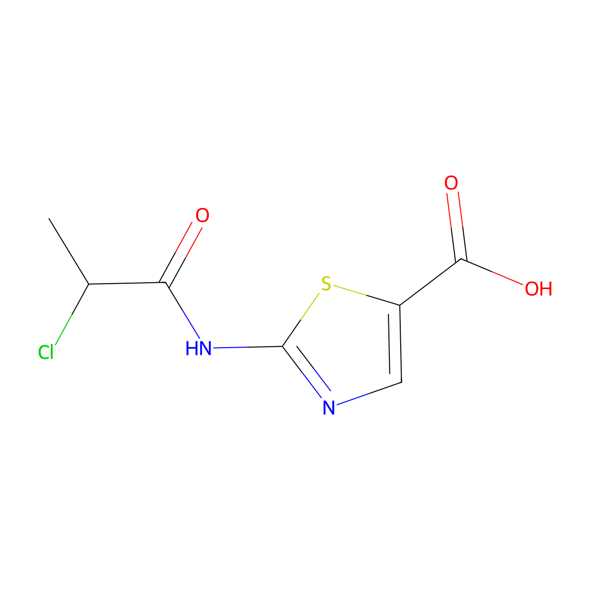 2-(2-Chloropropanamido)-1,3-thiazole-5-carboxylic acid molecular structure, CAS 2138508-09-3