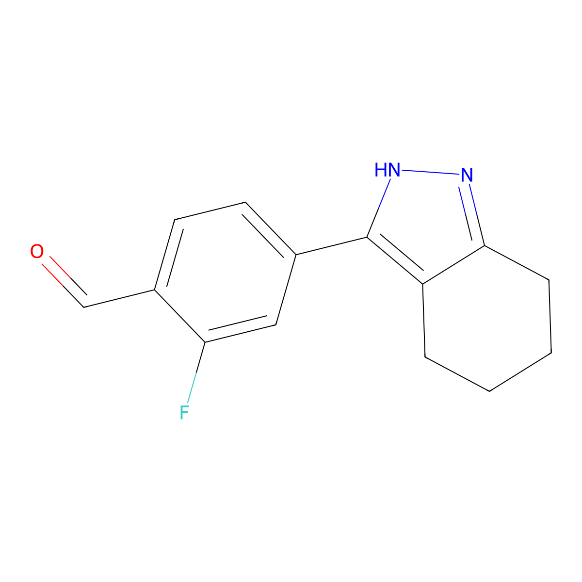 2-fluoro-4-(4,5,6,7-tetrahydro-2H-indazol-3-yl)benzaldehyde molecular structure, CAS 2138508-99-1