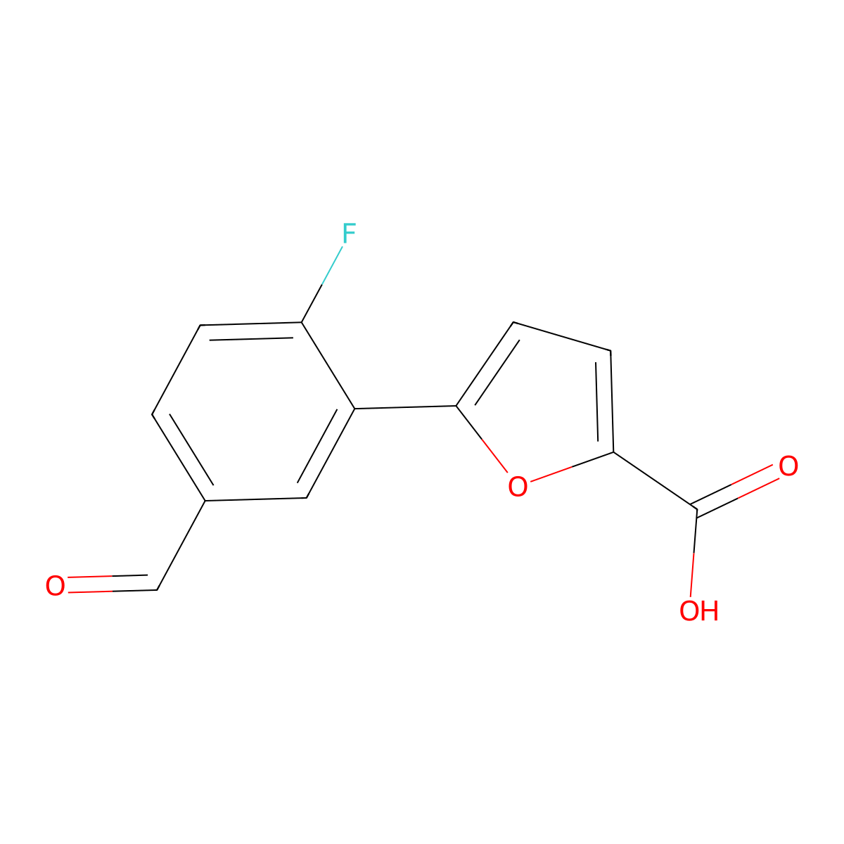 5-(2-Fluoro-5-formylphenyl)furan-2-carboxylic acid molecular structure, CAS 2138510-53-7