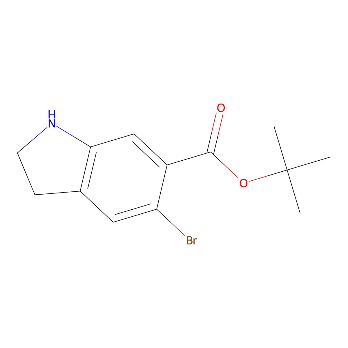 tert-butyl 5-bromo-2,3-dihydro-1H-indole-6-carboxylate molecular structure, CAS 2138511-69-8