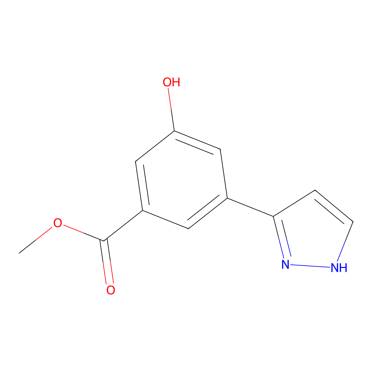 methyl 3-hydroxy-5-(1H-pyrazol-3-yl)benzoate molecular structure, CAS 2138512-08-8