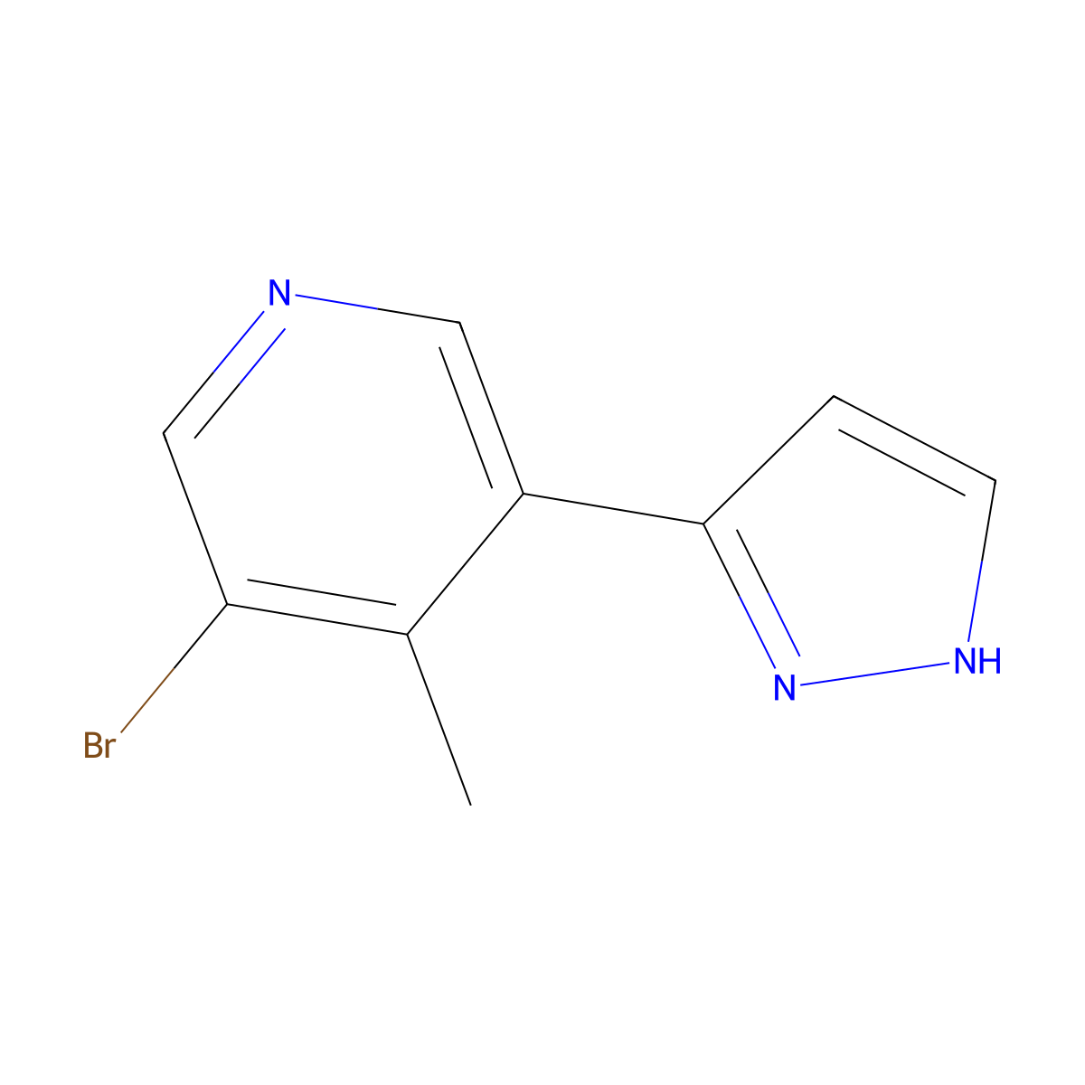 3-bromo-4-methyl-5-(1H-pyrazol-3-yl)pyridine molecular structure, CAS 2138512-14-6