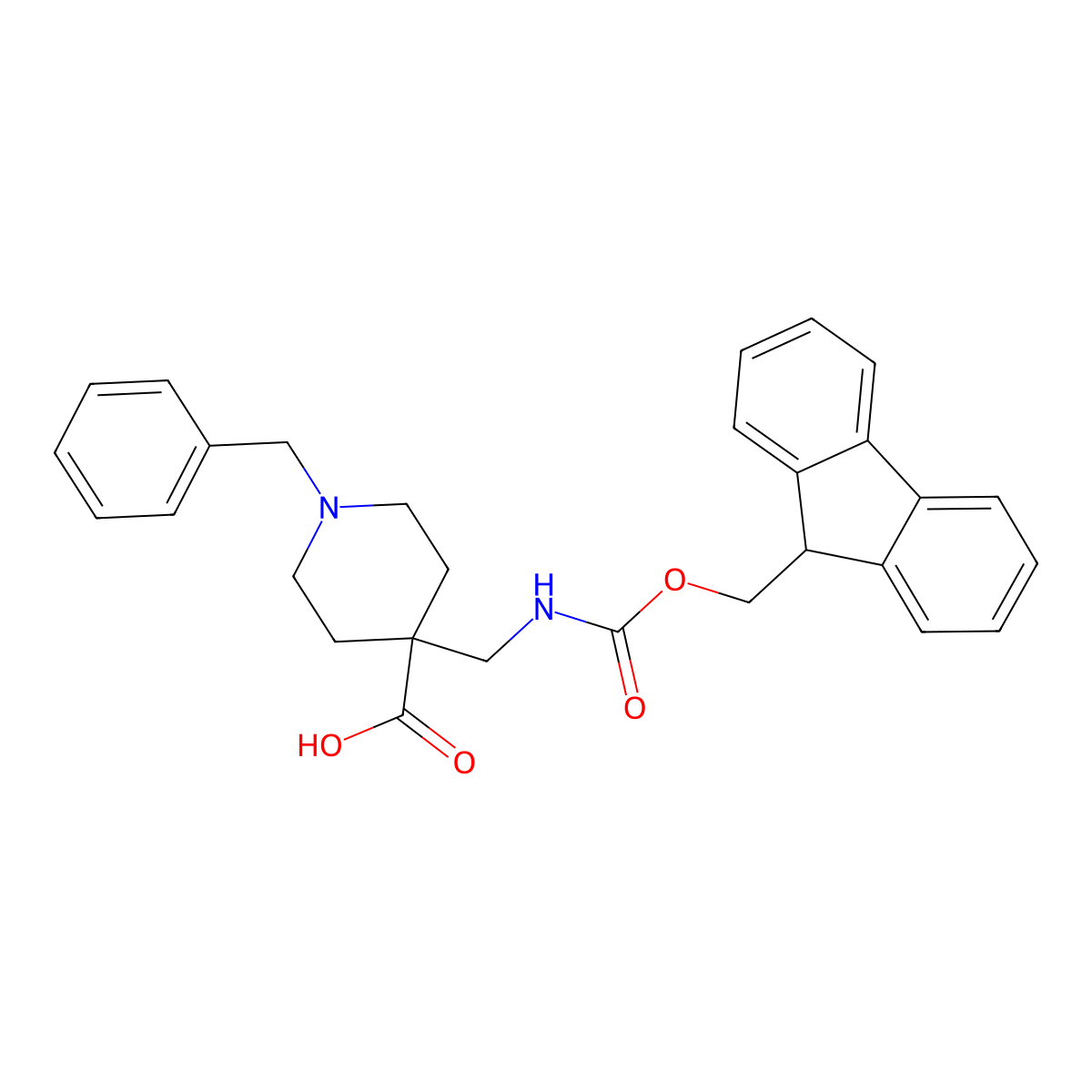 1-benzyl-4-[({[(9H-fluoren-9-yl)methoxy]carbonyl}amino)methyl]piperidine-4-carboxylic acid molecular structure, CAS 2138512-99-7