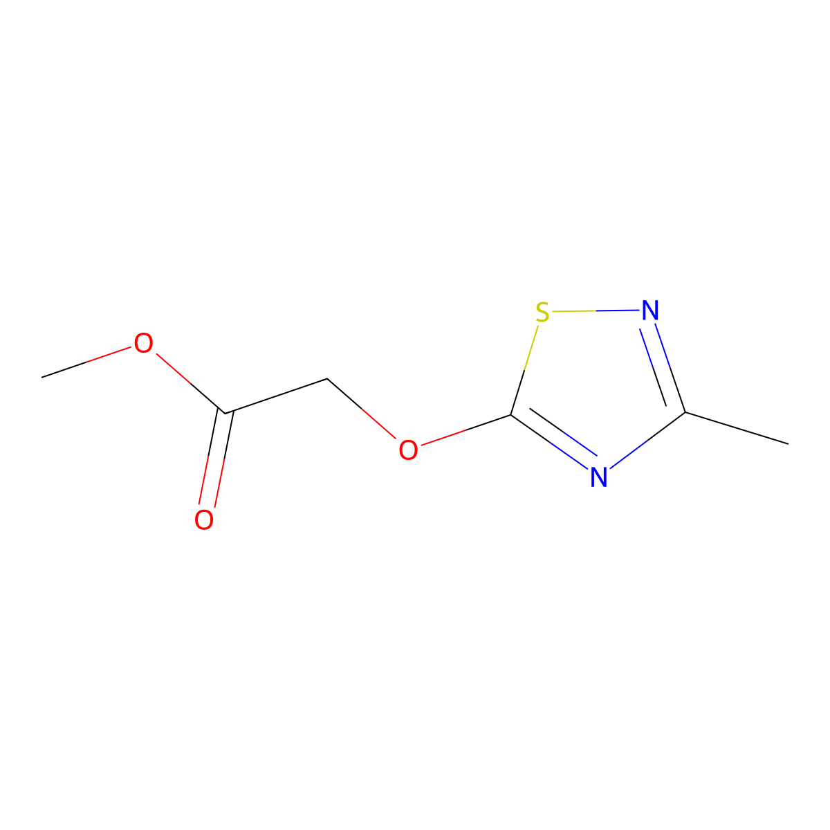 Methyl 2-[(3-methyl-1,2,4-thiadiazol-5-yl)oxy]acetate molecular structure, CAS 2138513-04-7