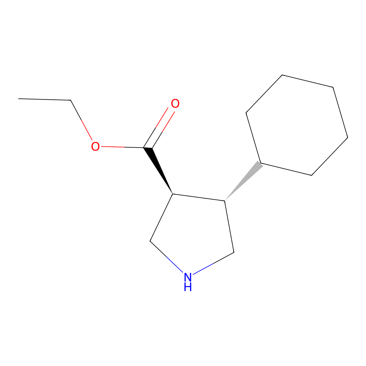 rac-ethyl (3R,4R)-4-cyclohexylpyrrolidine-3-carboxylate molecular structure, CAS 2138513-71-8