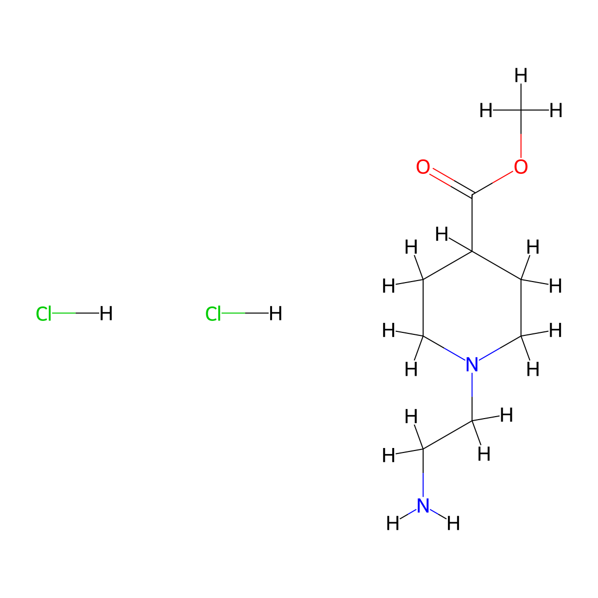 Methyl 1-(2-aminoethyl)piperidine-4-carboxylate dihydrochloride molecular structure, CAS 2138513-97-8