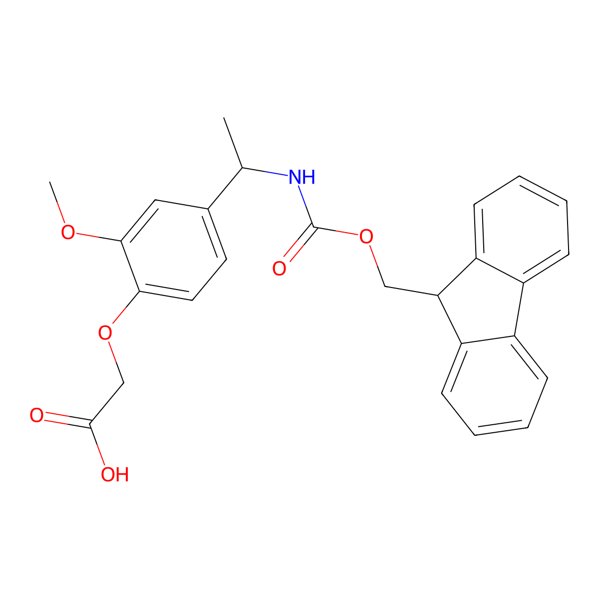 2-(4-(1-(((9H-fluoren-9-ylmethoxy)carbonyl)amino)ethyl)-2-methoxyphenoxy)acetic acid molecular structure, CAS 2138514-03-9