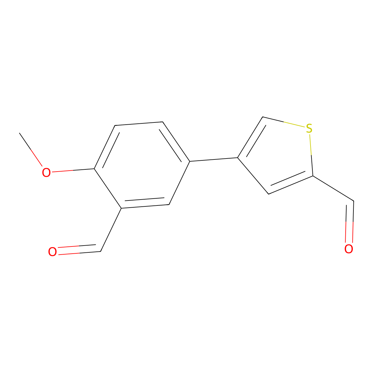 4-(3-Formyl-4-methoxyphenyl)thiophene-2-carbaldehyde molecular structure, CAS 2138514-12-0