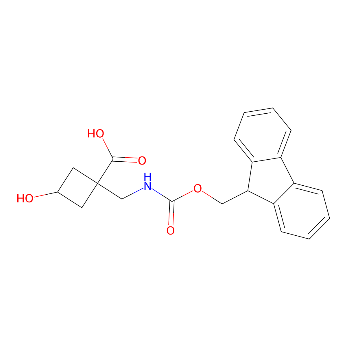 1-[({[(9H-fluoren-9-yl)methoxy]carbonyl}amino)methyl]-3-hydroxycyclobutane-1-carboxylic acid molecular structure, CAS 2138514-35-7