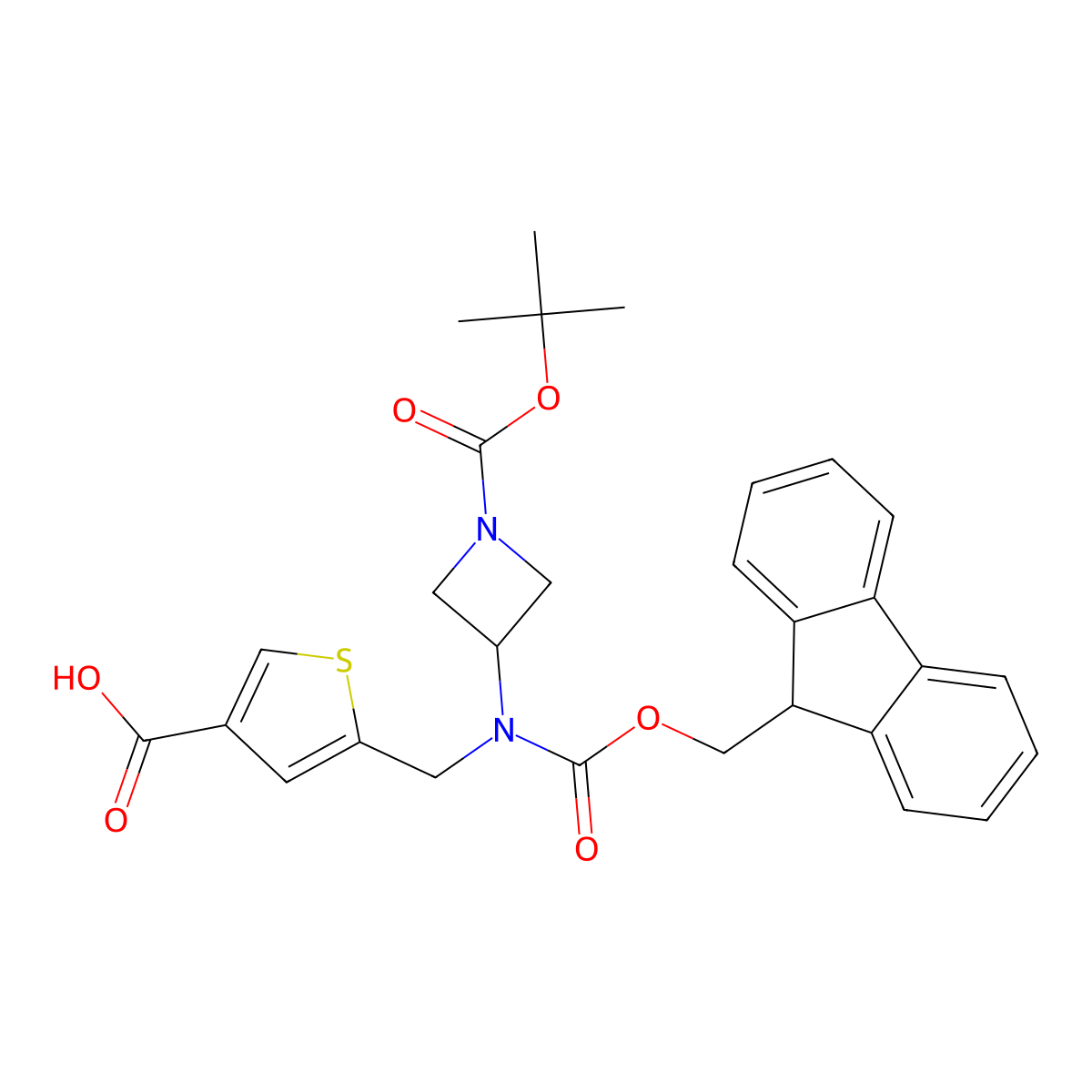 5-[({1-[(tert-butoxy)carbonyl]azetidin-3-yl}({[(9H-fluoren-9-yl)methoxy]carbonyl})amino)methyl]thiophene-3-carboxylic acid molecular structure, CAS 2138514-48-2