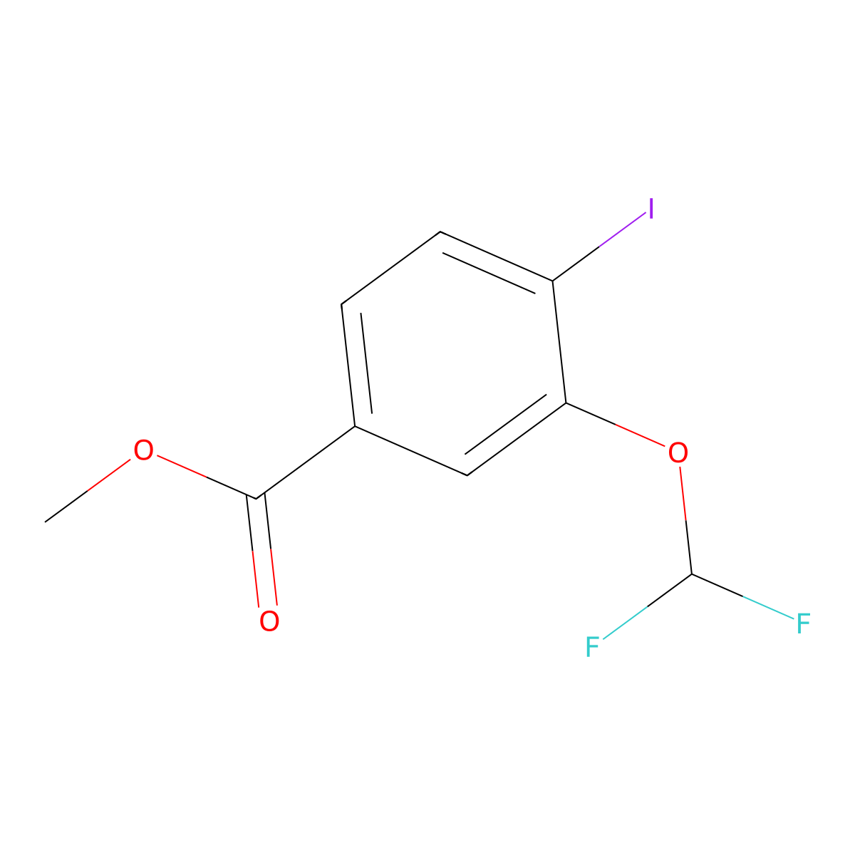 Methyl 3-(difluoromethoxy)-4-iodobenzoate molecular structure, CAS 2138515-41-8