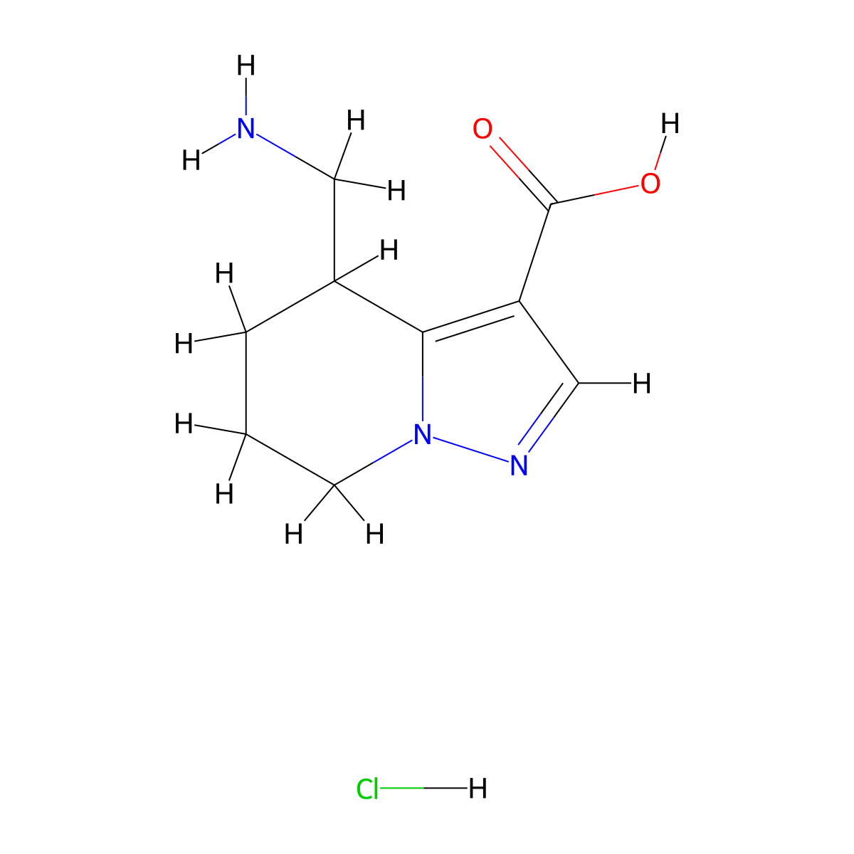 4-(aminomethyl)-4H,5H,6H,7H-pyrazolo[1,5-a]pyridine-3-carboxylic acid hydrochloride molecular structure, CAS 2138516-18-2