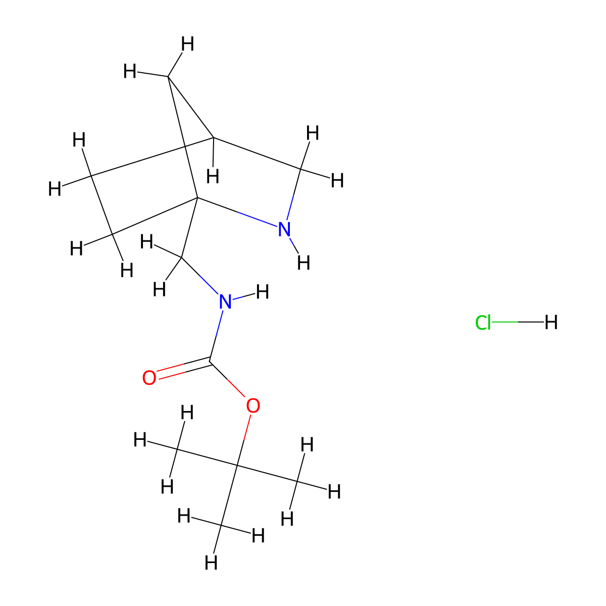 tert-butyl N-({2-azabicyclo[2.2.1]heptan-1-yl}methyl)carbamate hydrochloride molecular structure, CAS 2138516-29-5