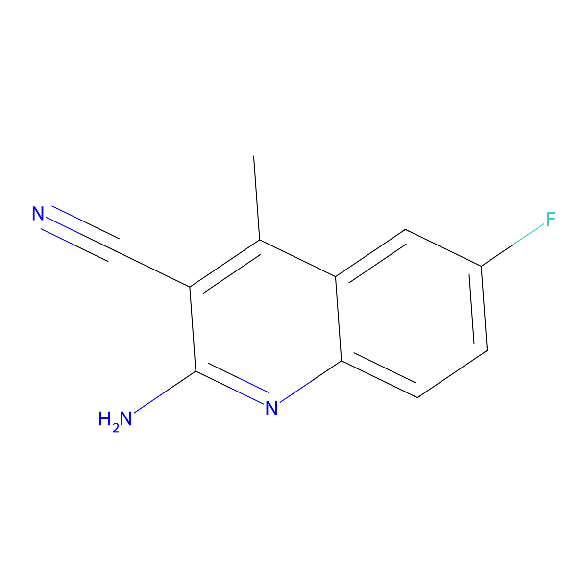 2-Amino-6-fluoro-4-methylquinoline-3-carbonitrile molecular structure, CAS 2138516-55-7