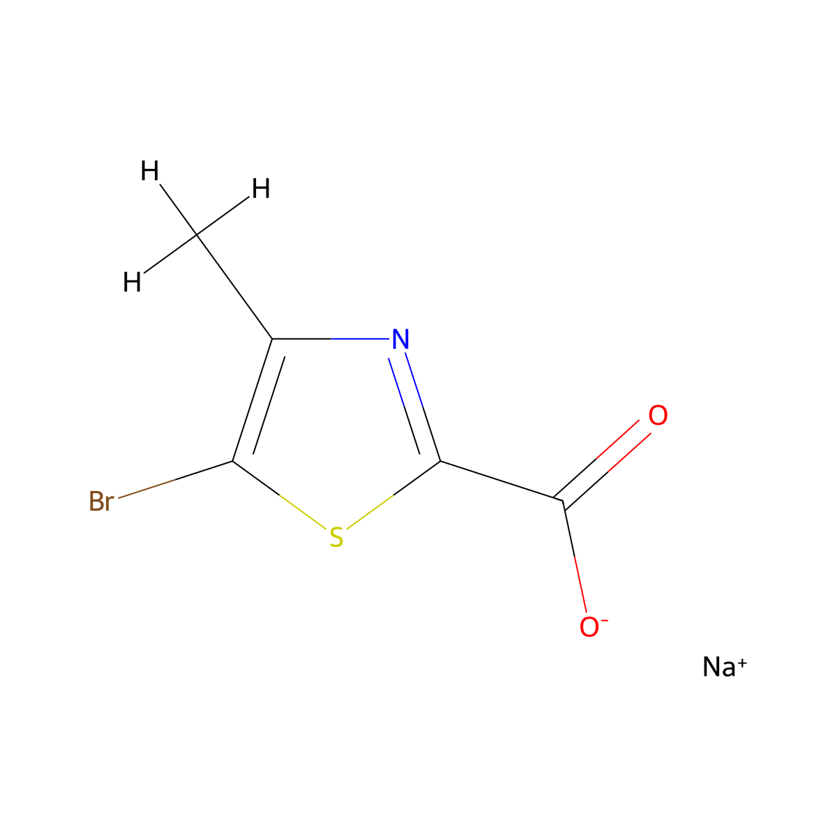 Sodium 5-bromo-4-methyl-1,3-thiazole-2-carboxylate molecular structure, CAS 2138517-32-3