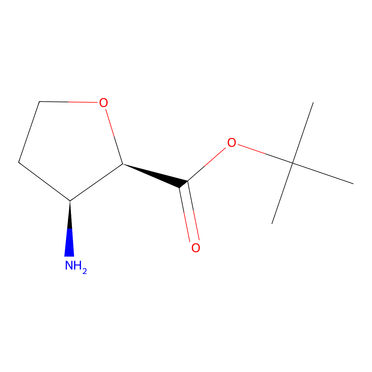 rac-tert-butyl (2R,3S)-3-aminooxolane-2-carboxylate molecular structure, CAS 2138517-54-9