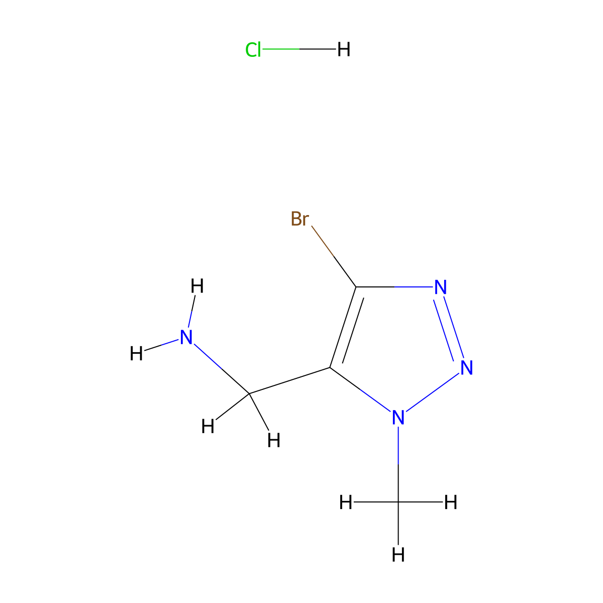 1-(4-bromo-1-methyl-1H-1,2,3-triazol-5-yl)methanamine hydrochloride molecular structure, CAS 2138518-30-4