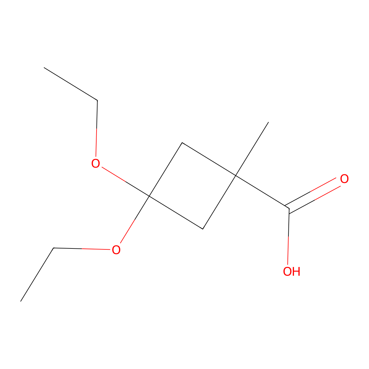 3,3-Diethoxy-1-methylcyclobutane-1-carboxylic acid molecular structure, CAS 2138518-52-0