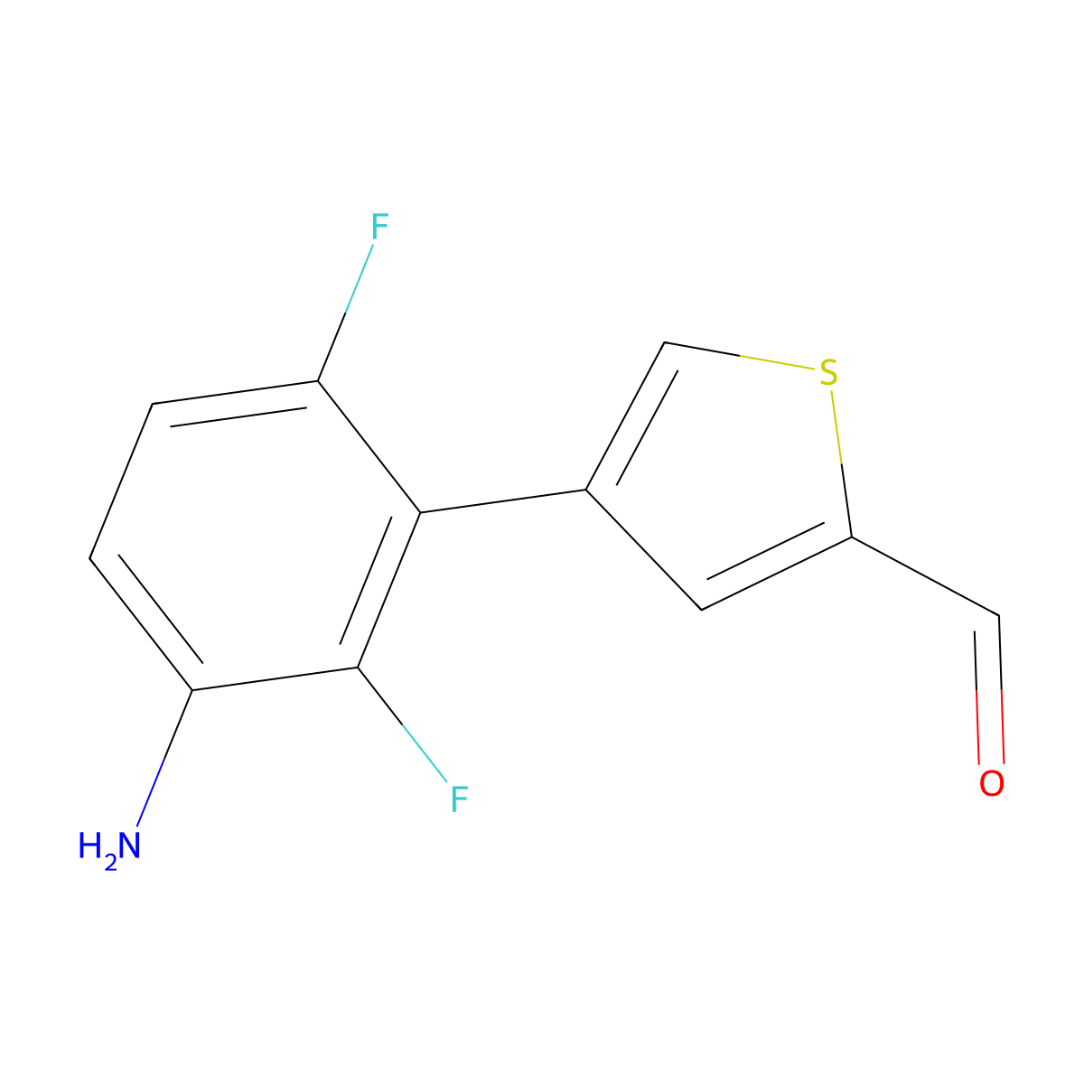 4-(3-Amino-2,6-difluorophenyl)thiophene-2-carbaldehyde molecular structure, CAS 2138518-68-8