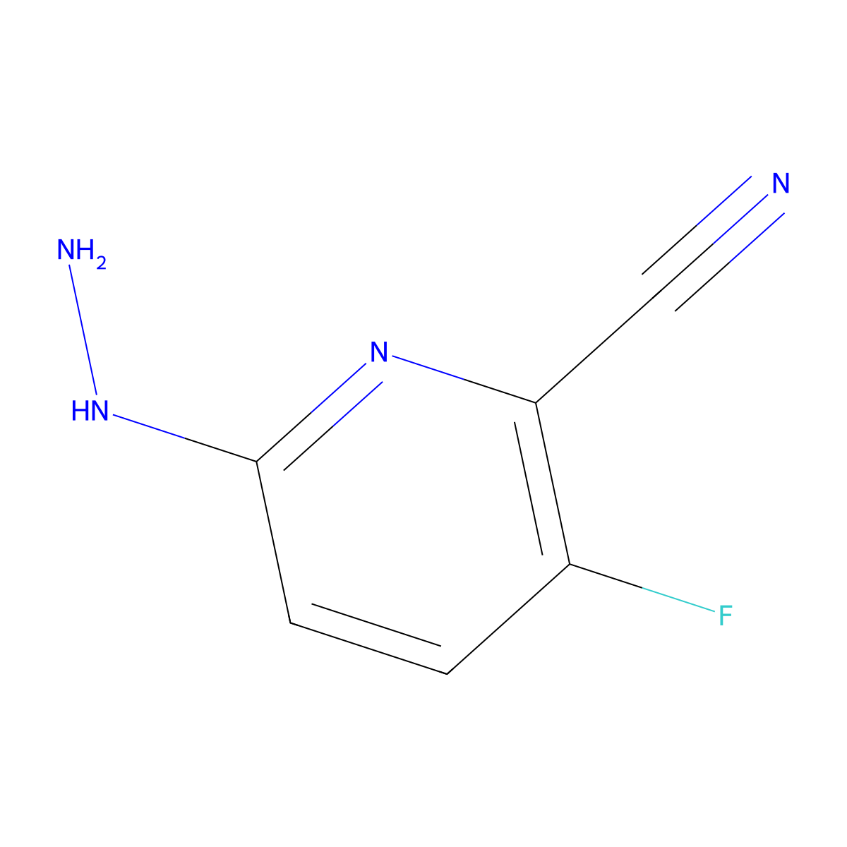 3-Fluoro-6-hydrazinylpicolinonitrile molecular structure, CAS 2138519-11-4