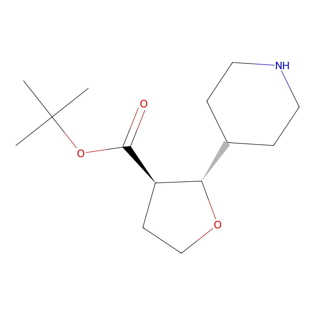 rac-tert-butyl (2R,3S)-2-(piperidin-4-yl)oxolane-3-carboxylate molecular structure, CAS 2138520-59-7