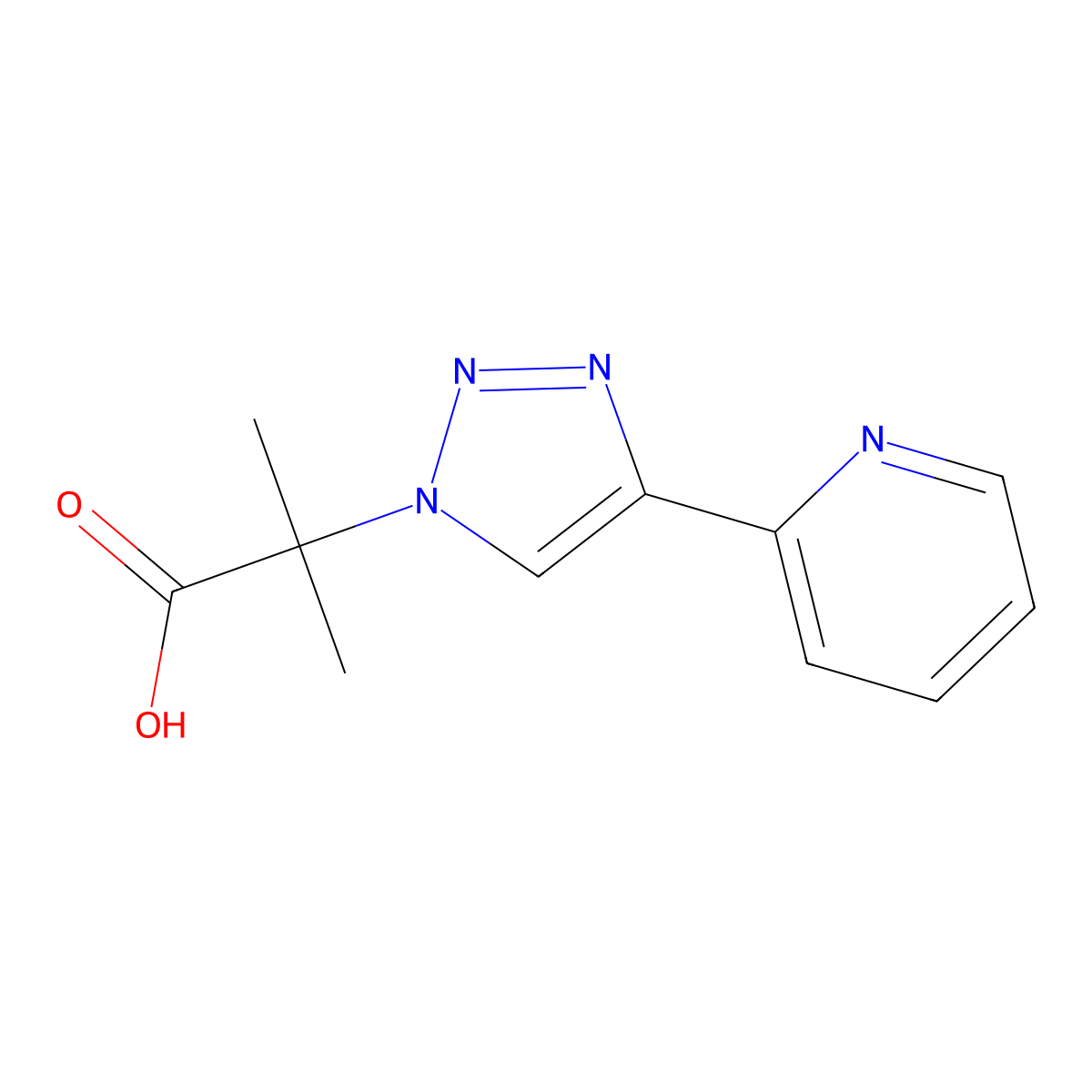 2-methyl-2-[4-(pyridin-2-yl)-1H-1,2,3-triazol-1-yl]propanoic acid molecular structure, CAS 2138521-56-7