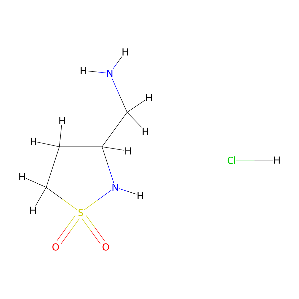 3-(Aminomethyl)-1lambda6,2-thiazolidine-1,1-dione hydrochloride molecular structure, CAS 2138522-64-0