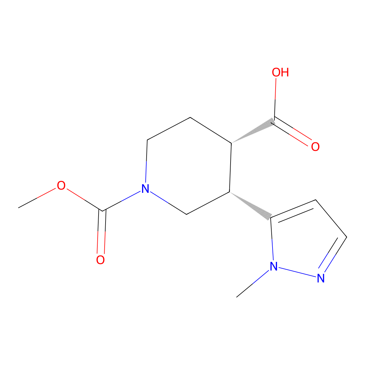 (3S,4S)-1-Methoxycarbonyl-3-(2-methylpyrazol-3-yl)piperidine-4-carboxylic acid molecular structure, CAS 2138522-87-7