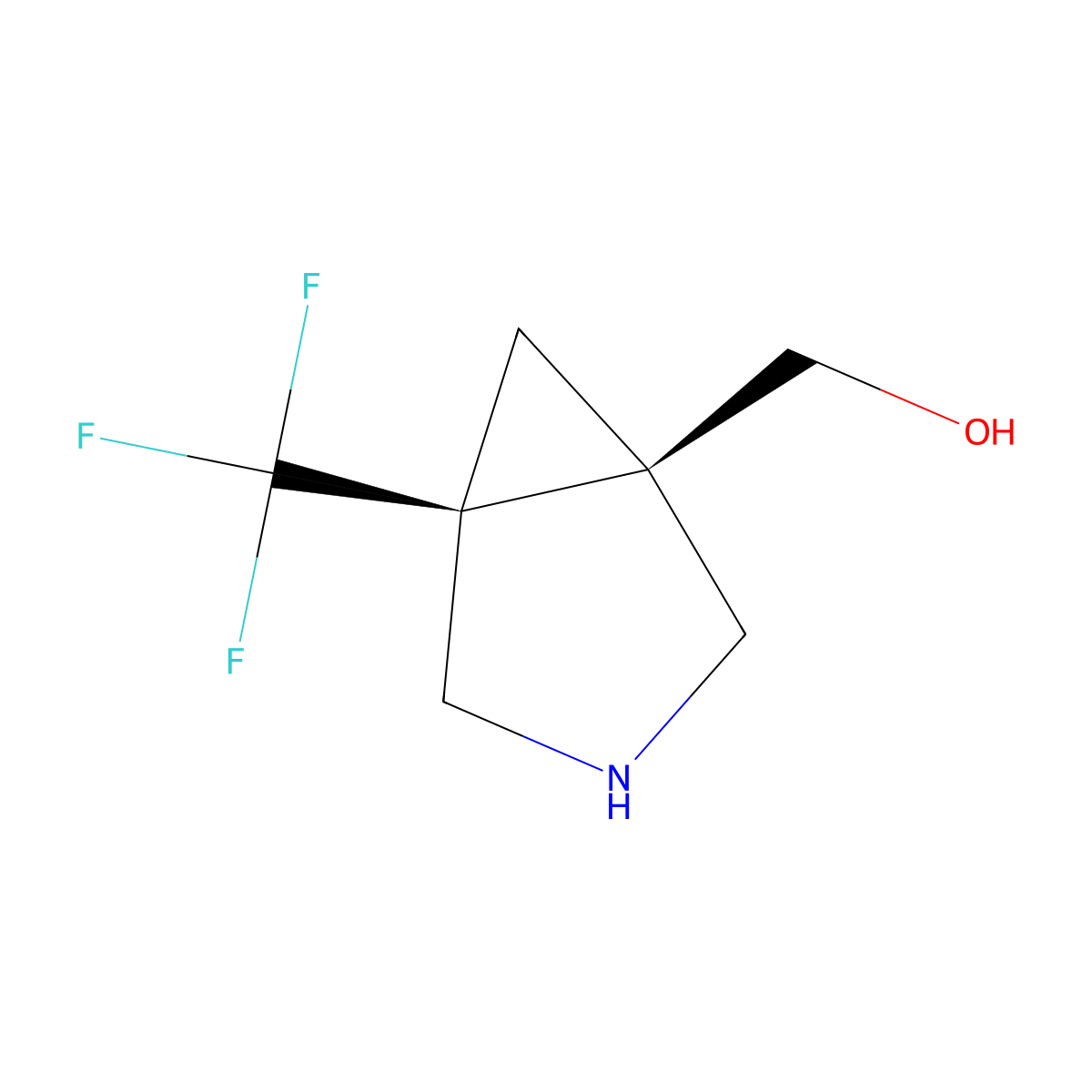 rac-[(1R,5S)-5-(trifluoromethyl)-3-azabicyclo[3.1.0]hexan-1-yl]methanol molecular structure, CAS 2138523-21-2