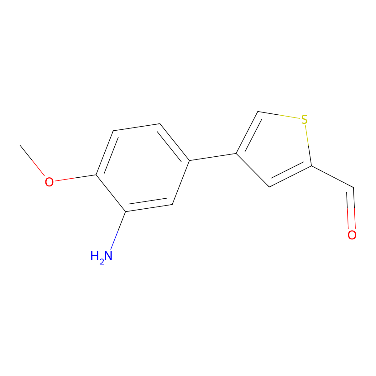 4-(3-Amino-4-methoxyphenyl)thiophene-2-carbaldehyde molecular structure, CAS 2138523-78-9