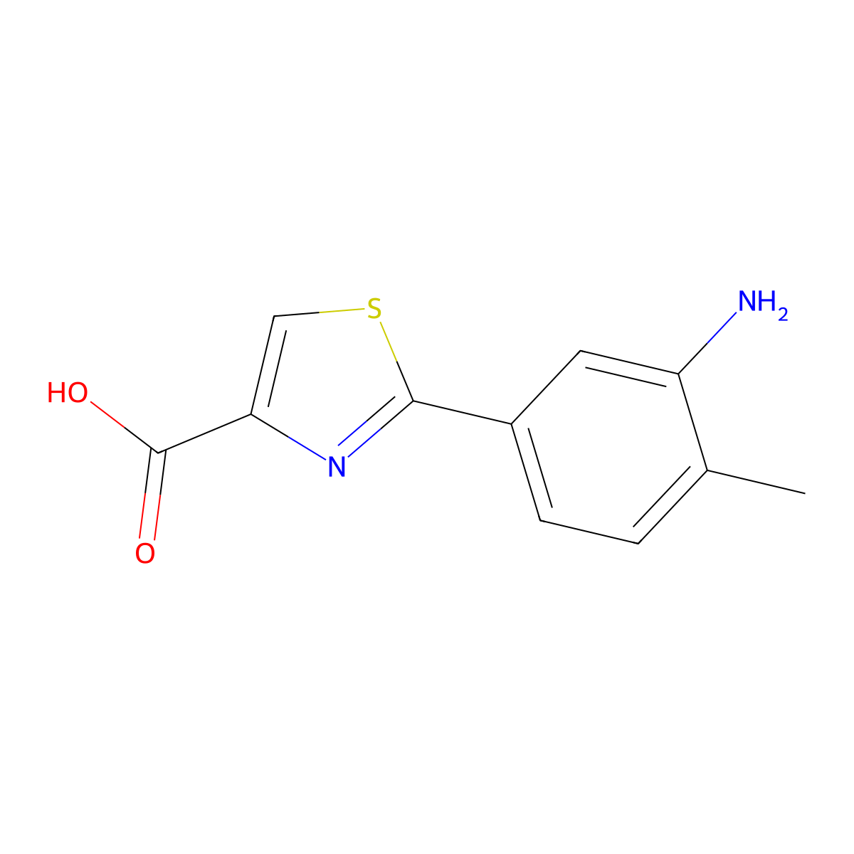 2-(3-Amino-4-methylphenyl)-1,3-thiazole-4-carboxylic acid molecular structure, CAS 2138525-78-5