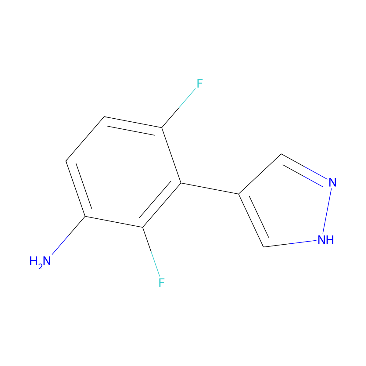 2,4-difluoro-3-(1H-pyrazol-4-yl)aniline molecular structure, CAS 2138525-87-6