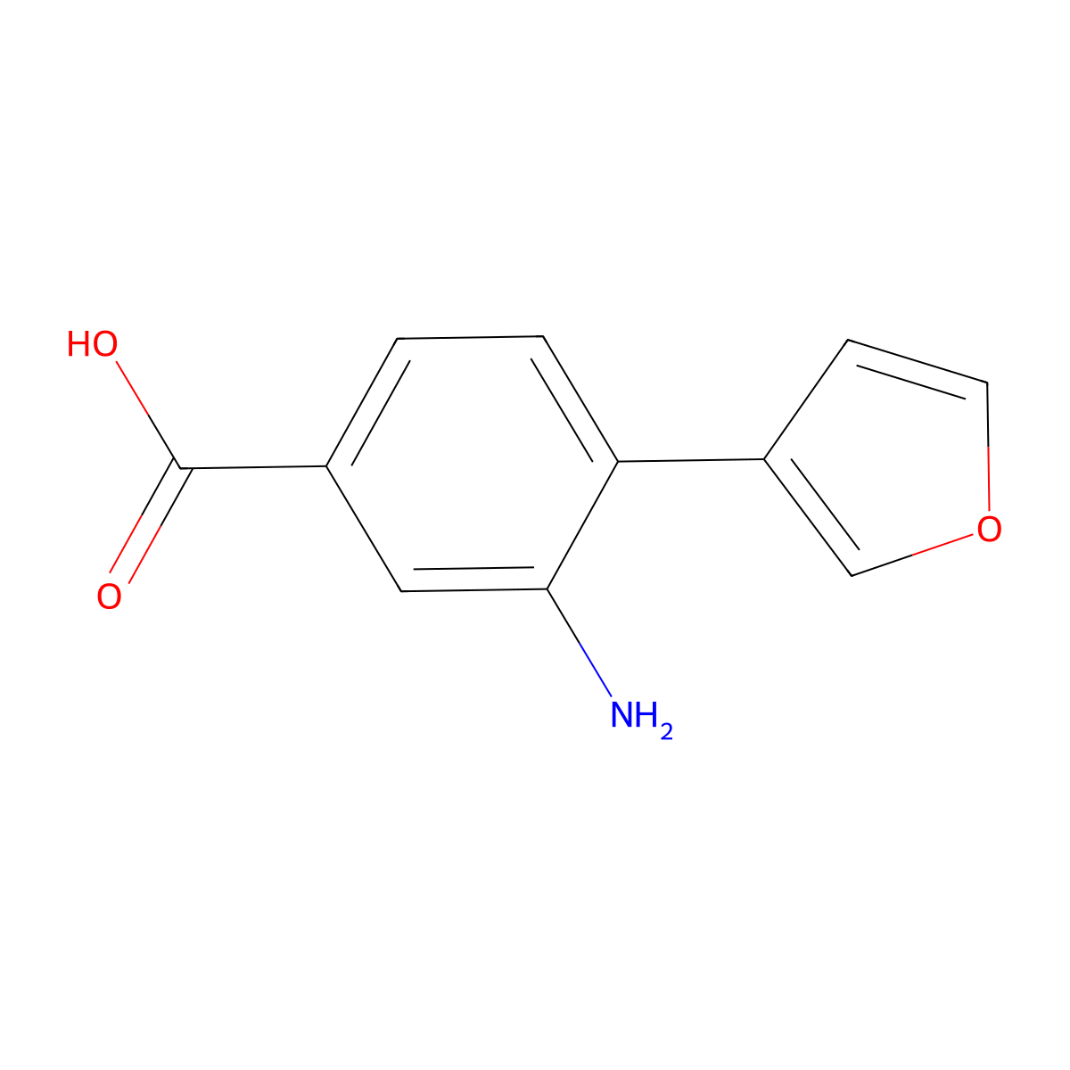 3-Amino-4-(furan-3-yl)benzoic acid molecular structure, CAS 2138530-11-5