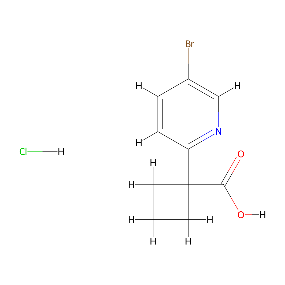 1-(5-Bromopyridin-2-yl)cyclobutane-1-carboxylic acid hydrochloride molecular structure, CAS 2138531-01-6